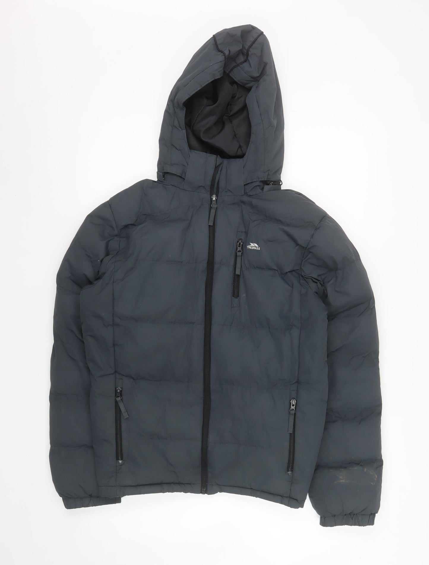 Trespass Boys Grey Waterproof Puffer Jacket 13 Years Hooded Winter Coat