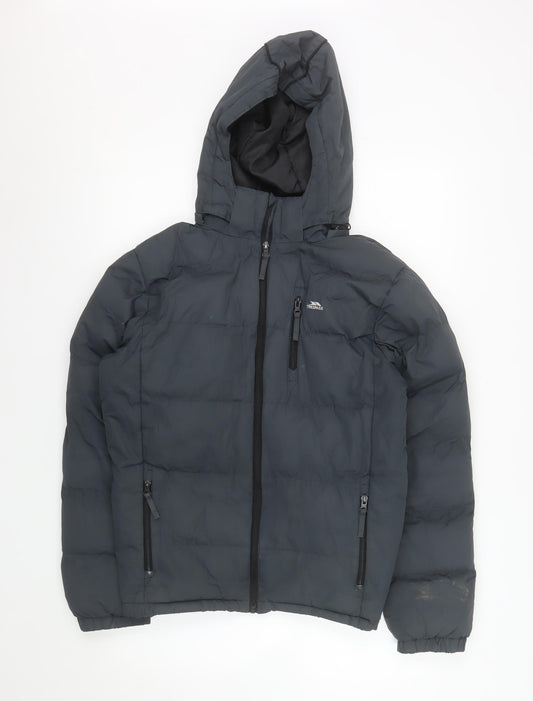 Trespass Boys Grey Waterproof Puffer Jacket 13 Years Hooded Winter Coat