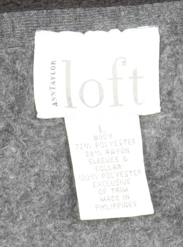 Ann Taylor Loft Unisex Grey Fleece 1/4 Zip Pullover Sweatshirt L