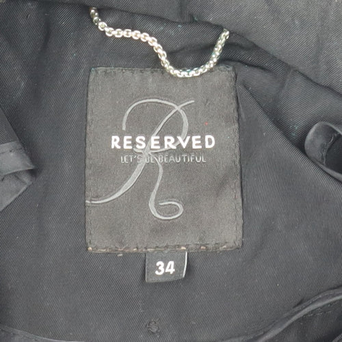 Reserved Women's Black Mid-Length Hooded Parka Jacket Size 6