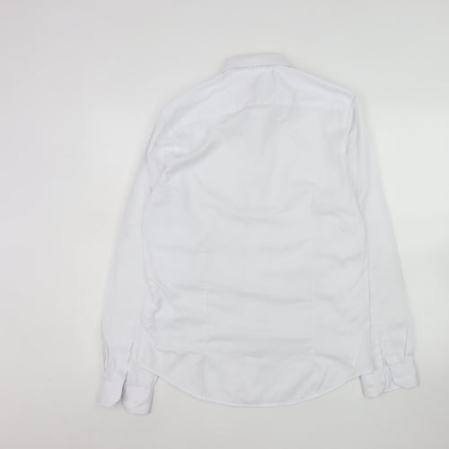 Yves Enzo Men's White Slim Fit Long Sleeve Dress Shirt M 39cm