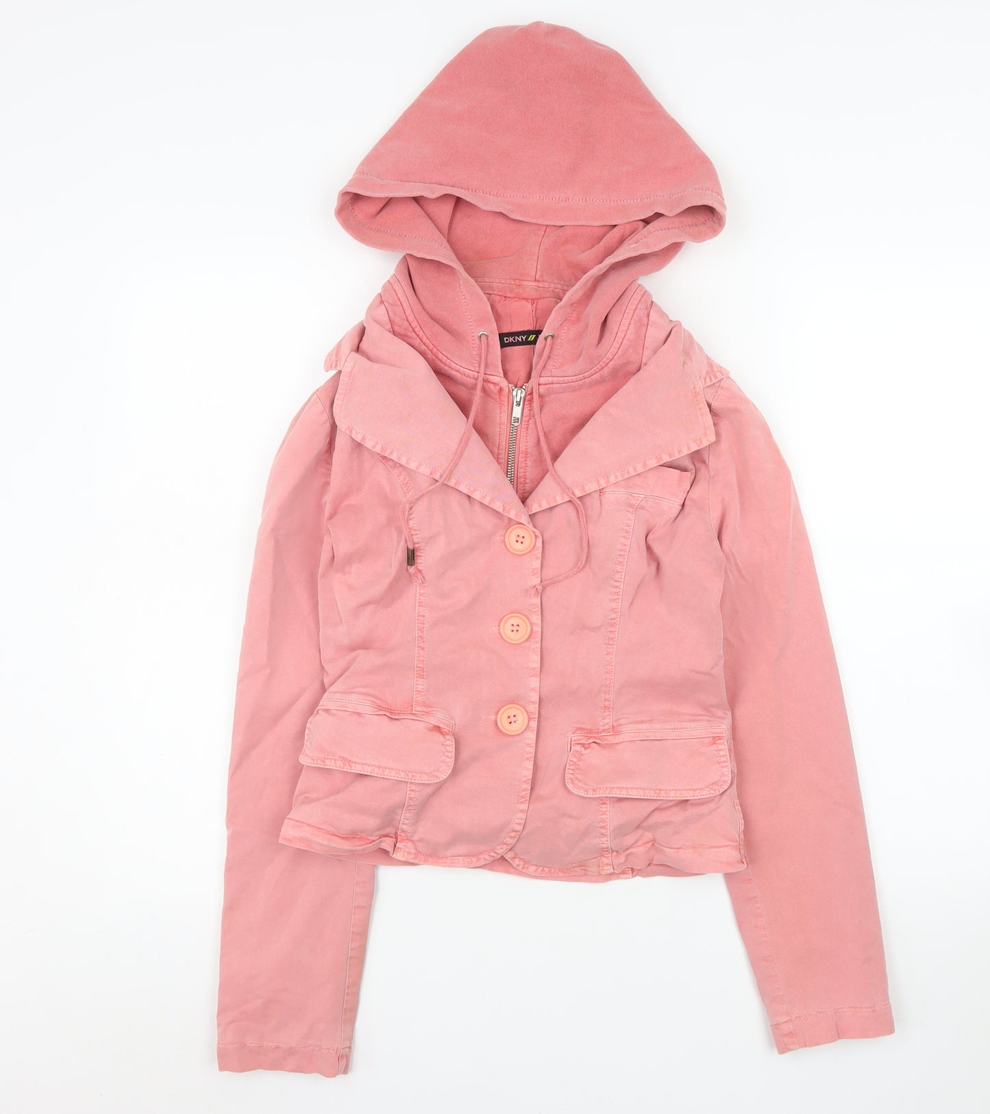 DKNY Jeans Women's Pink Hooded Blazer Jacket Size S