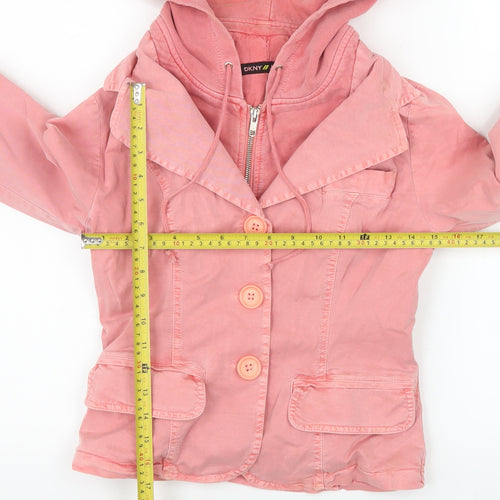 DKNY Jeans Women's Pink Hooded Blazer Jacket Size S