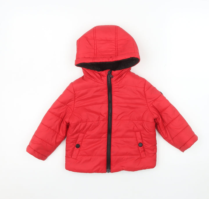 Michael Kors Red Puffer Jacket Unisex Baby 18-24 Months Hooded Winter Coat