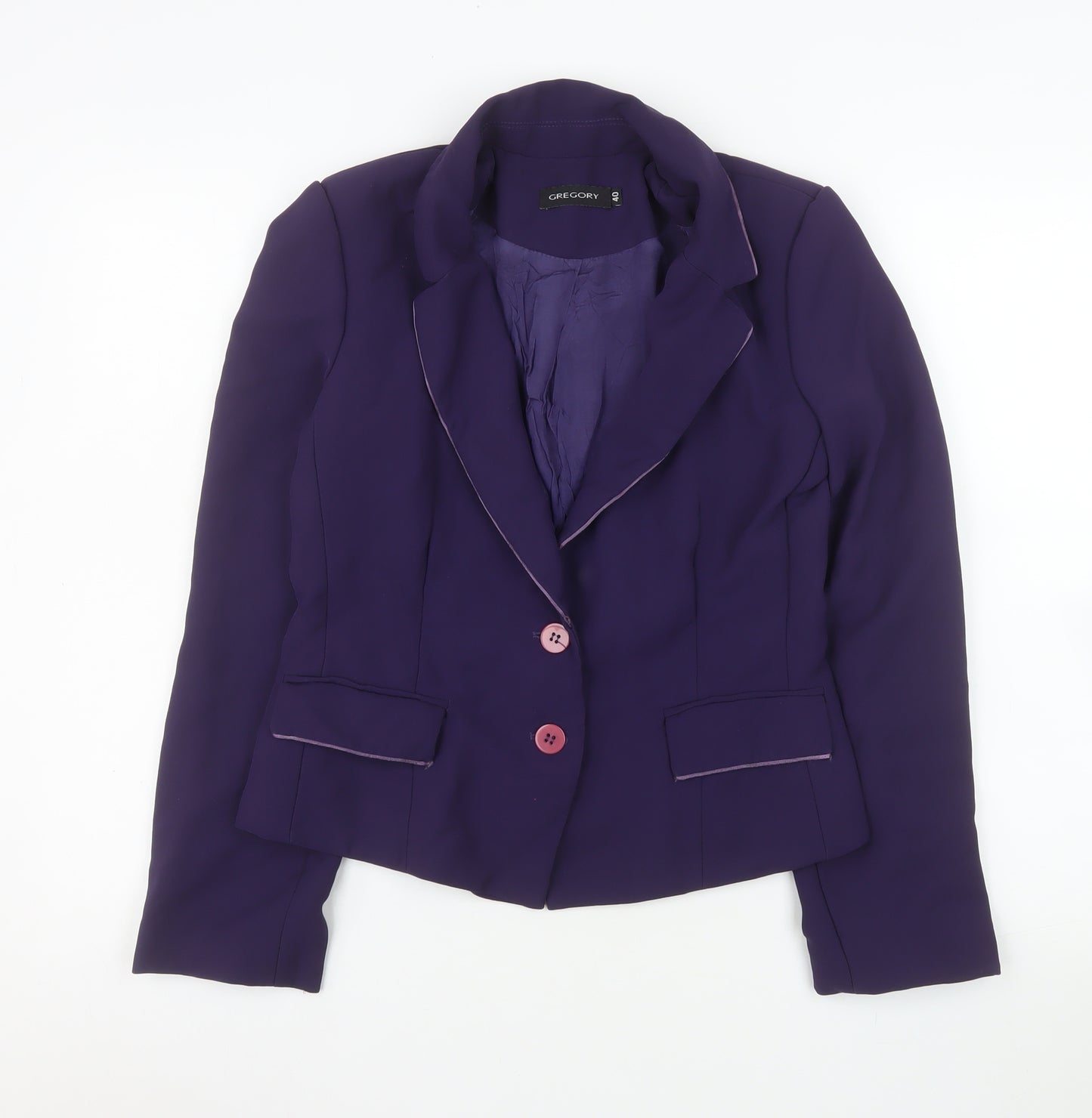 Gregory Women's Purple Blazer Size 12 Tailored Two-Button Jacket