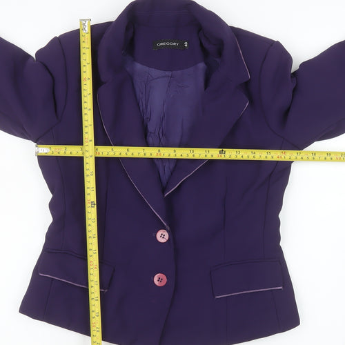 Gregory Women's Purple Blazer Size 12 Tailored Two-Button Jacket