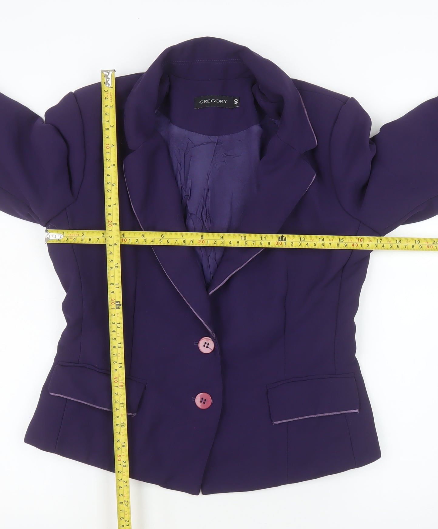 Gregory Women's Purple Blazer Size 12 Tailored Two-Button Jacket