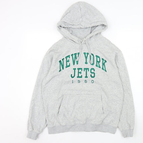 H&M Womens Grey New York Jets 1960 Hooded Pullover Hoodie XS