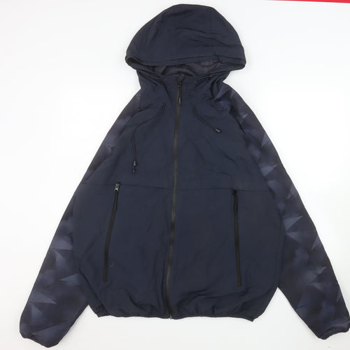 Primark Men’s Blue XL Windbreaker Hooded Jacket Lightweight Nylon