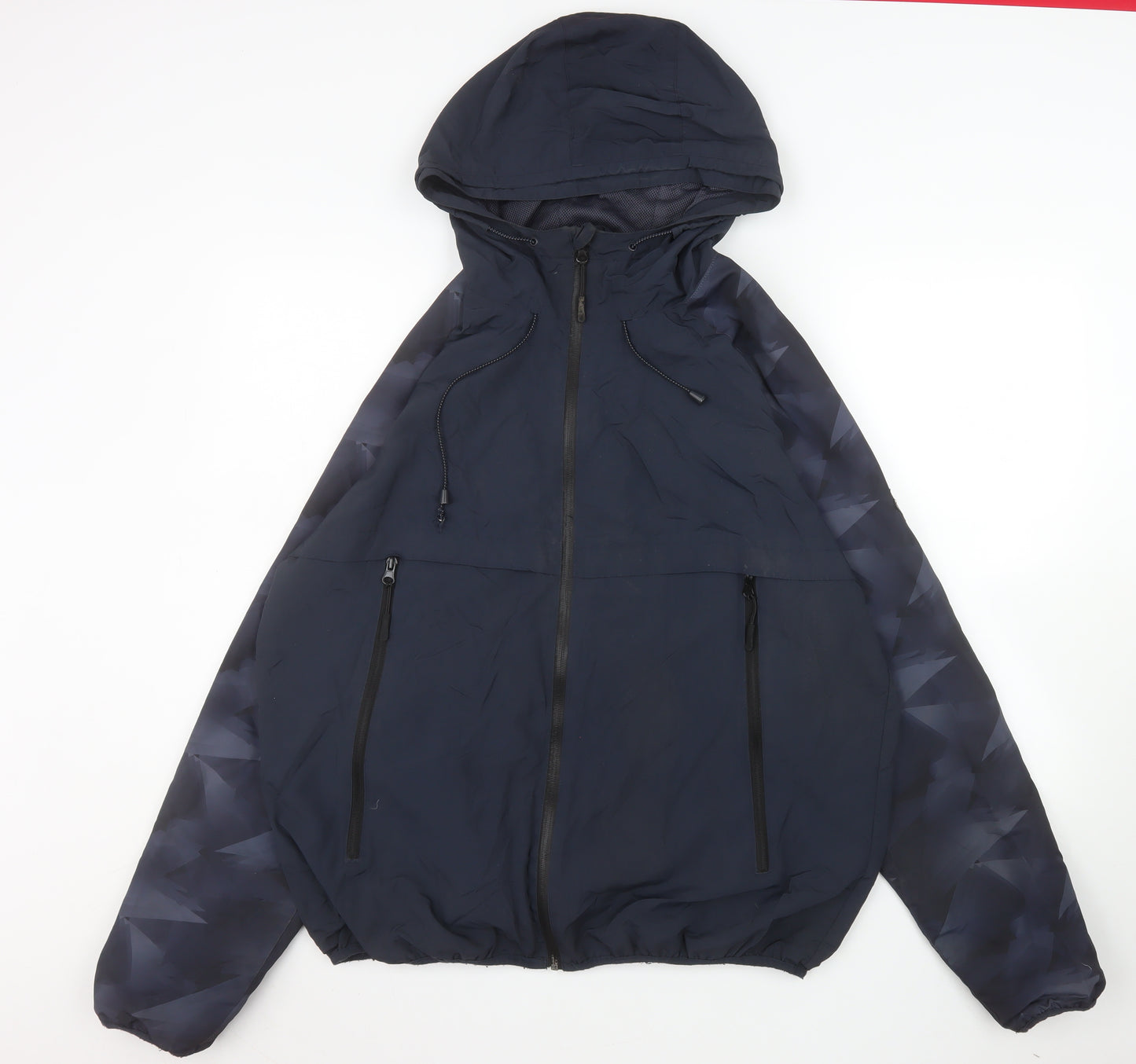 Primark Men’s Blue XL Windbreaker Hooded Jacket Lightweight Nylon