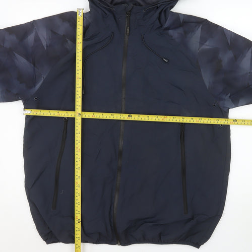 Primark Men’s Blue XL Windbreaker Hooded Jacket Lightweight Nylon