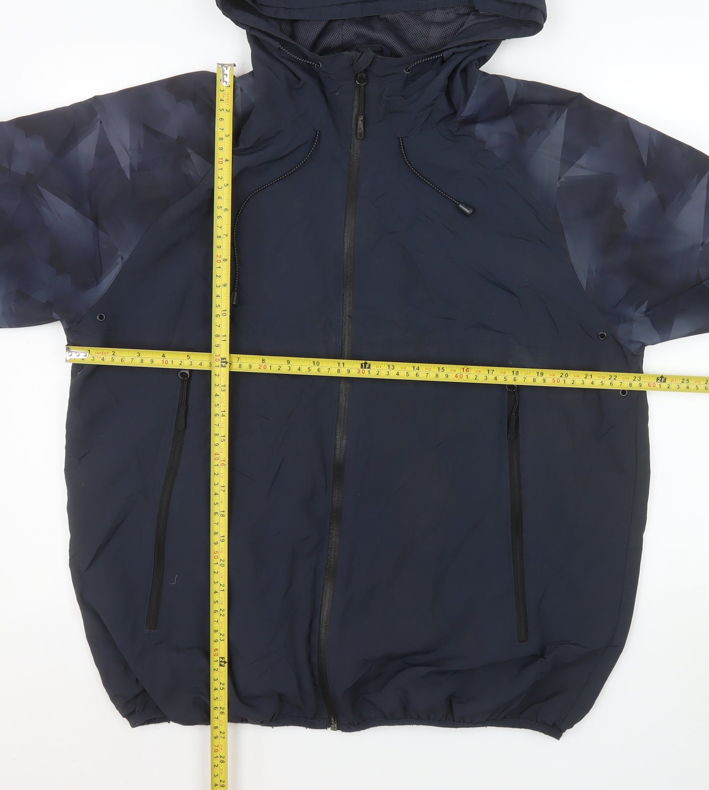 Primark Men’s Blue XL Windbreaker Hooded Jacket Lightweight Nylon