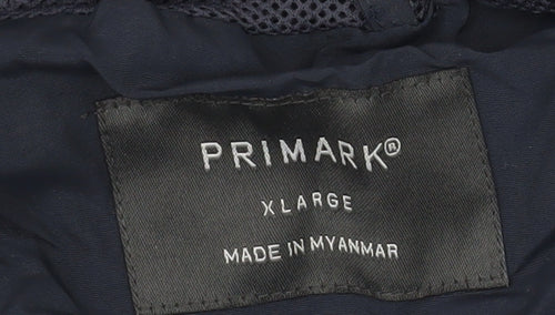 Primark Men’s Blue XL Windbreaker Hooded Jacket Lightweight Nylon