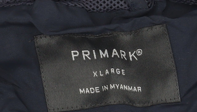 Primark Men’s Blue XL Windbreaker Hooded Jacket Lightweight Nylon