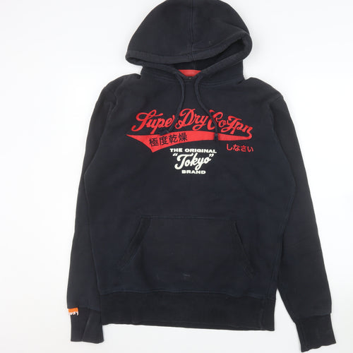 Superdry Men's Black Pullover Hoodie M Graphic Tokyo Logo Sweatshirt