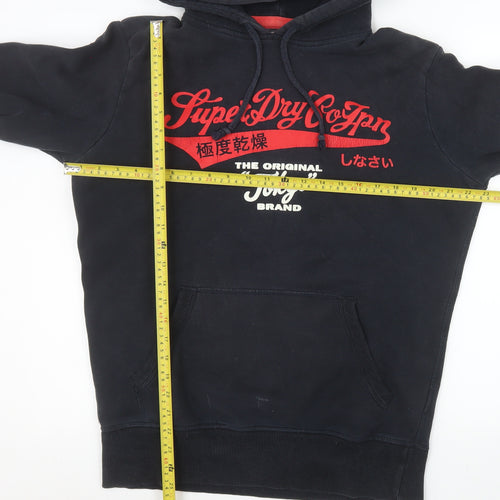 Superdry Men's Black Pullover Hoodie M Graphic Tokyo Logo Sweatshirt