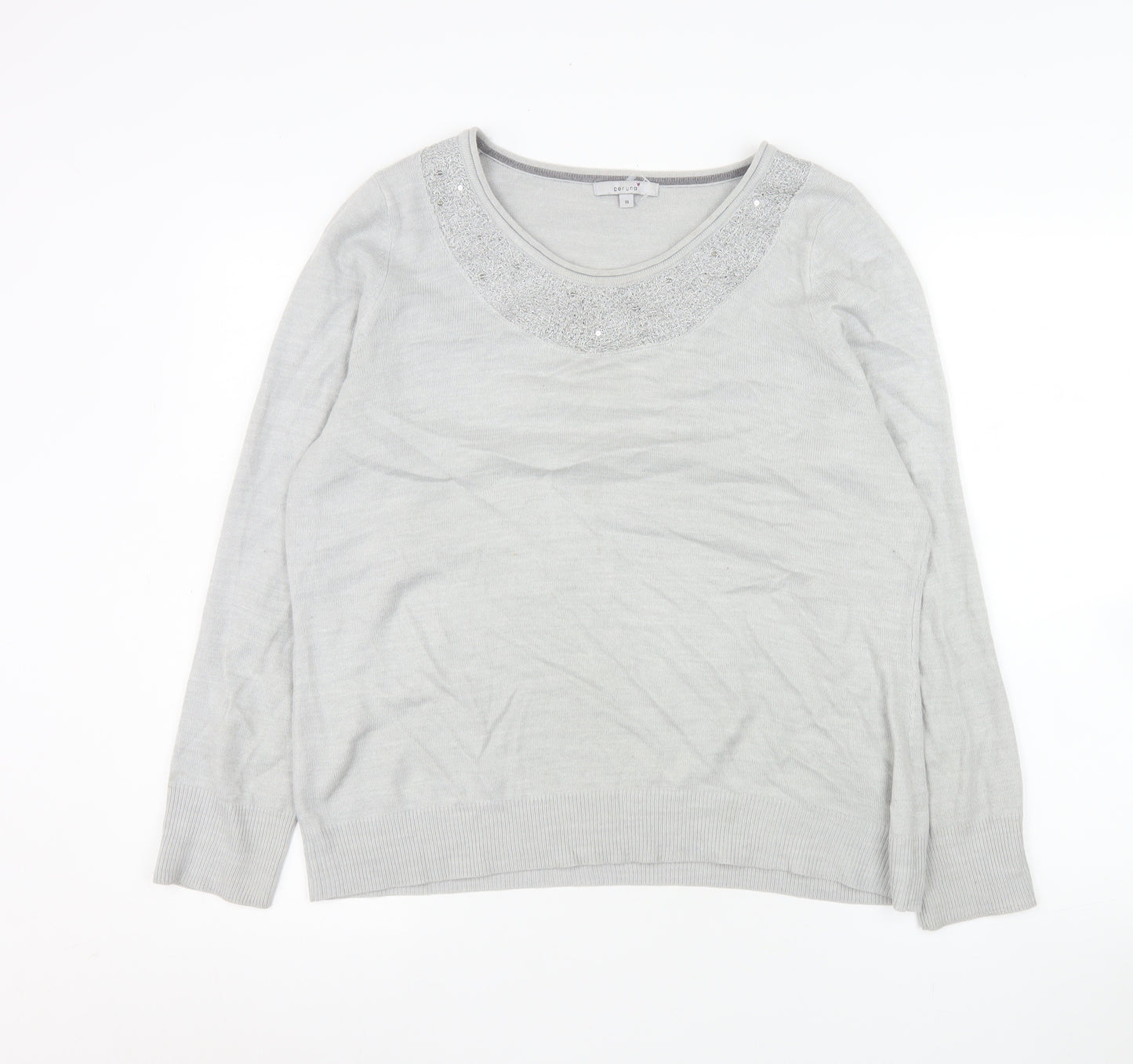Marks and Spencer Women’s Grey Beaded Scoop Neck Jumper Size 18