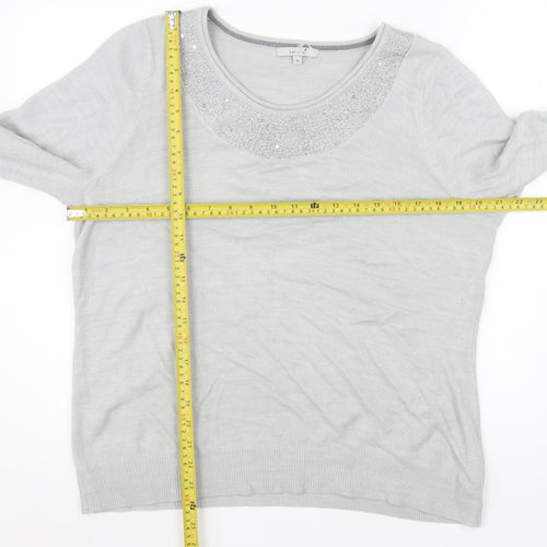 Marks and Spencer Women’s Grey Beaded Scoop Neck Jumper Size 18