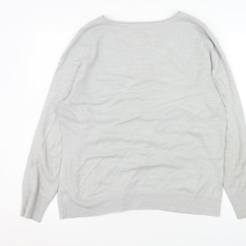 Marks and Spencer Women’s Grey Beaded Scoop Neck Jumper Size 18