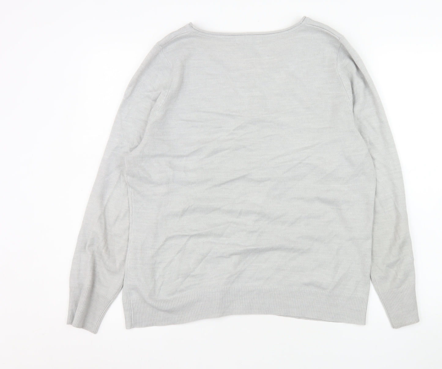 Marks and Spencer Women’s Grey Beaded Scoop Neck Jumper Size 18