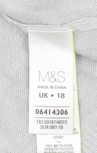 Marks and Spencer Women’s Grey Beaded Scoop Neck Jumper Size 18