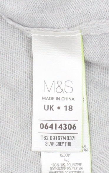 Marks and Spencer Women’s Grey Beaded Scoop Neck Jumper Size 18