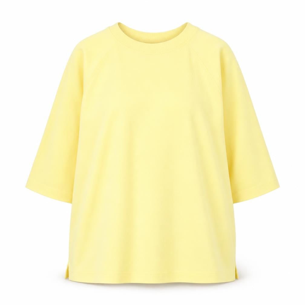 F&F Women Yellow Crew Neck 3/4 Sleeve Cotton Blend T-Shirt Size M