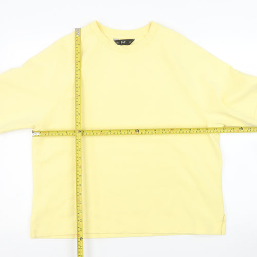 F&F Women Yellow Crew Neck 3/4 Sleeve Cotton Blend T-Shirt Size M