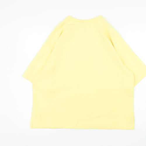 F&F Women Yellow Crew Neck 3/4 Sleeve Cotton Blend T-Shirt Size M