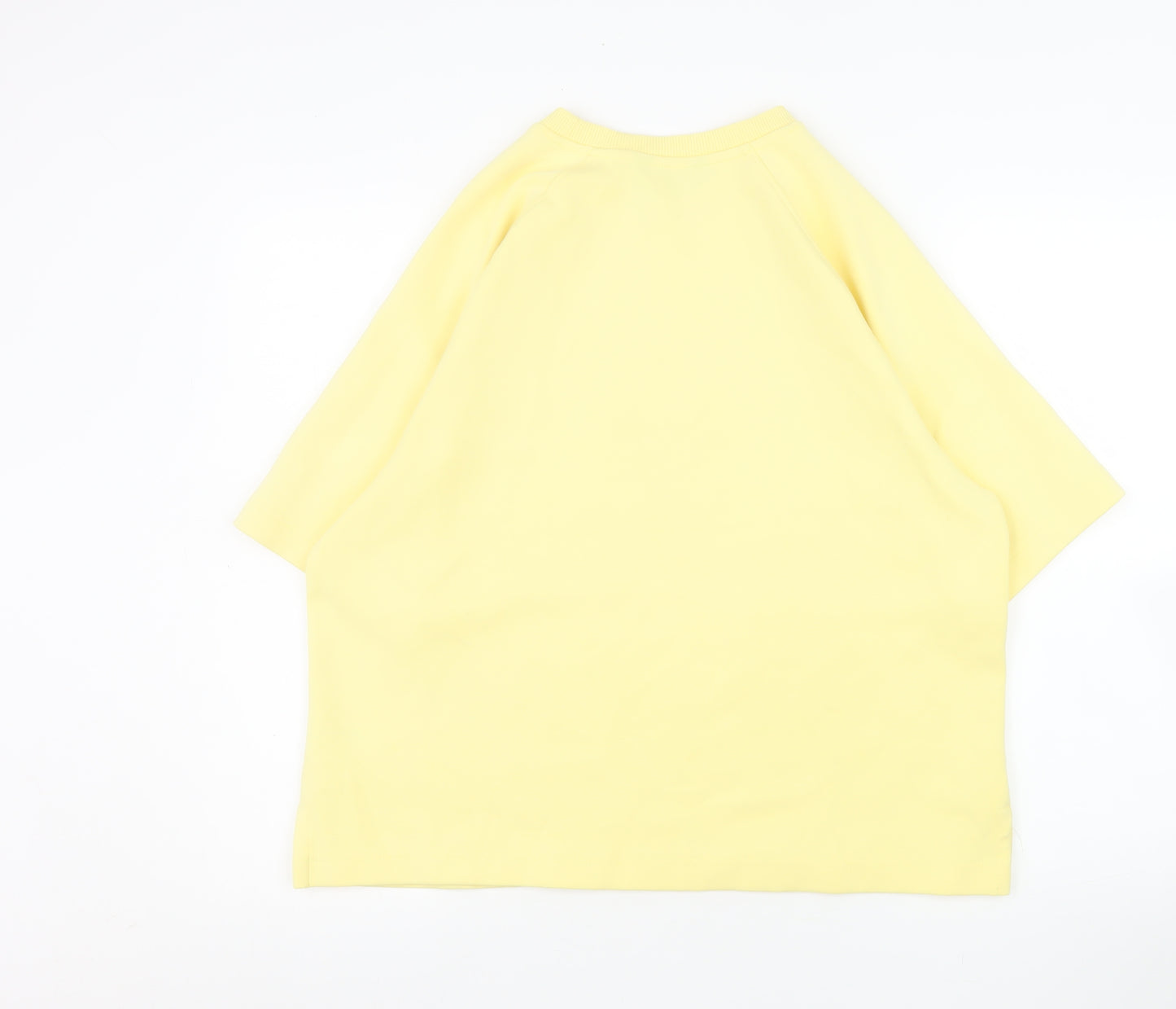 F&F Women Yellow Crew Neck 3/4 Sleeve Cotton Blend T-Shirt Size M