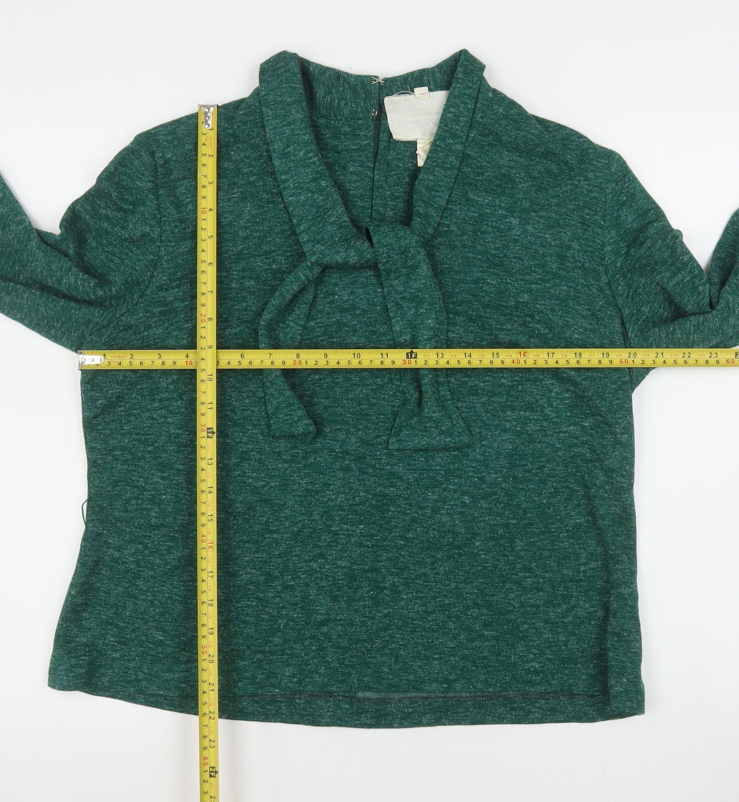 David Gibson Women’s Green Long Sleeve Tie Neck Tunic Blouse Size 20