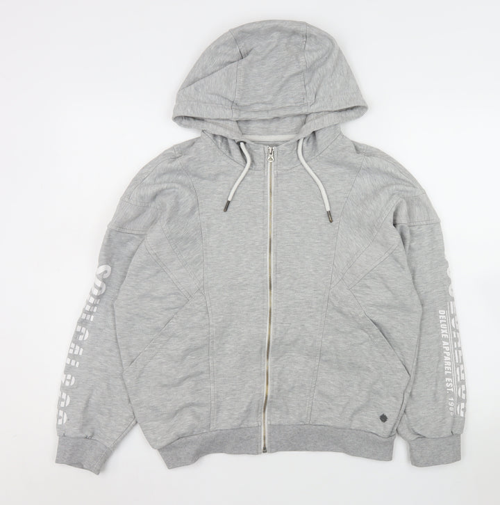 SoulCal & Co Men’s Grey Hooded Full Zip Jersey Jacket Medium