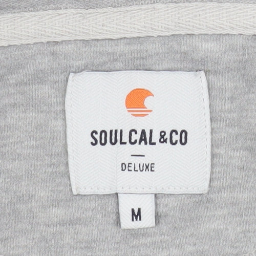 SoulCal & Co Men’s Grey Hooded Full Zip Jersey Jacket Medium