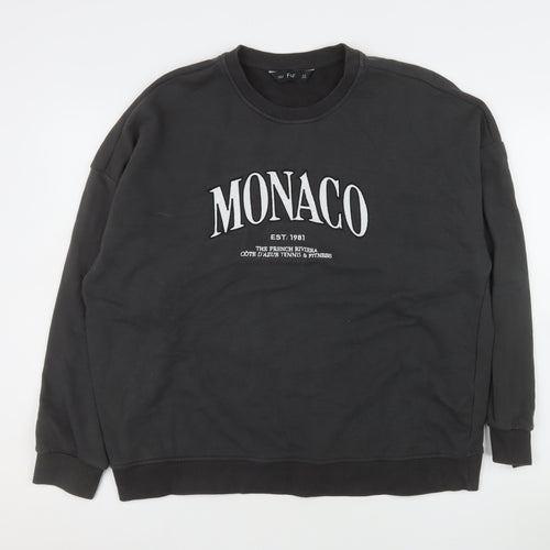 F&F Women's Black Monaco Graphic Pullover Sweatshirt Size 16