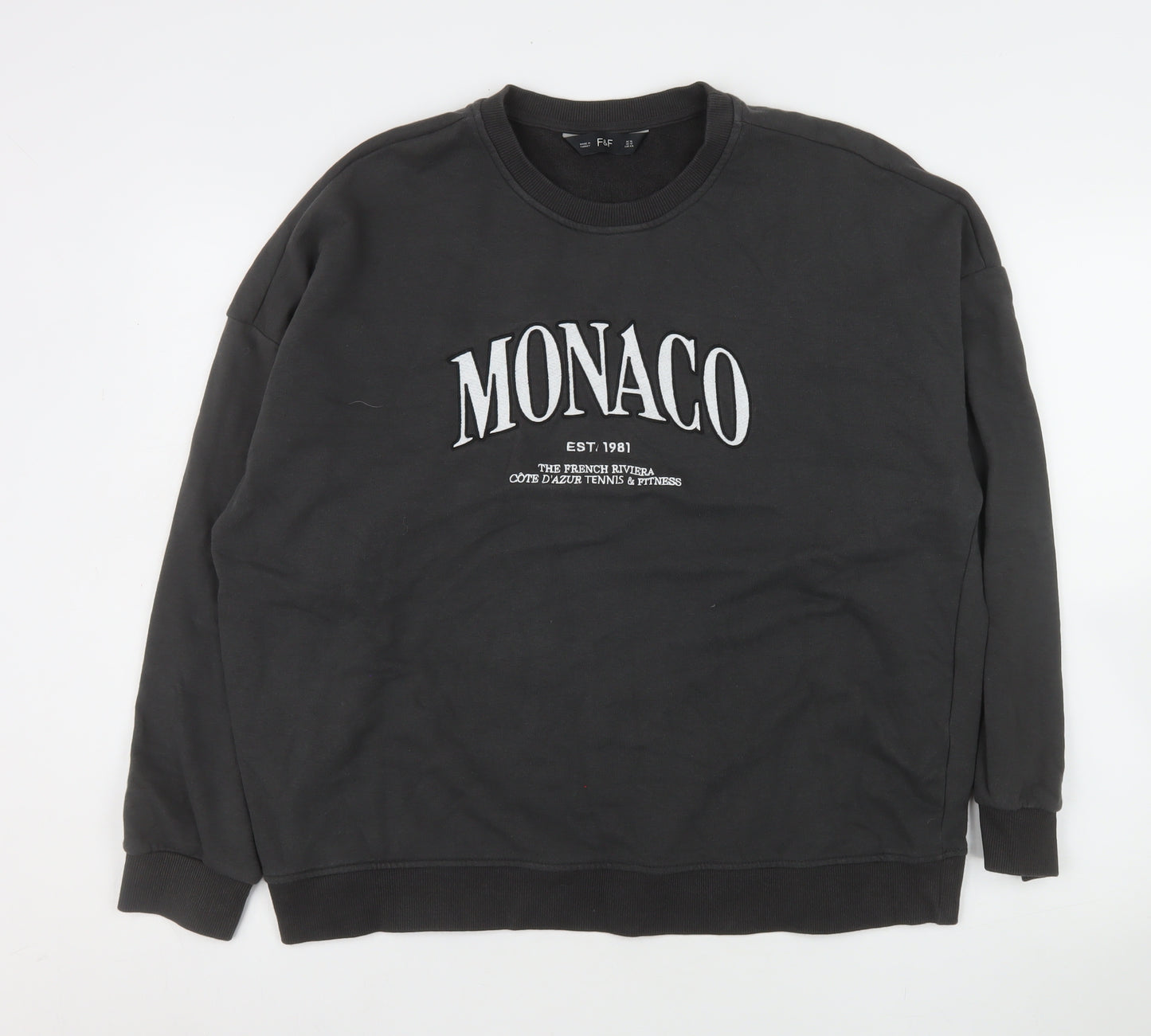 F&F Women's Black Monaco Graphic Pullover Sweatshirt Size 16