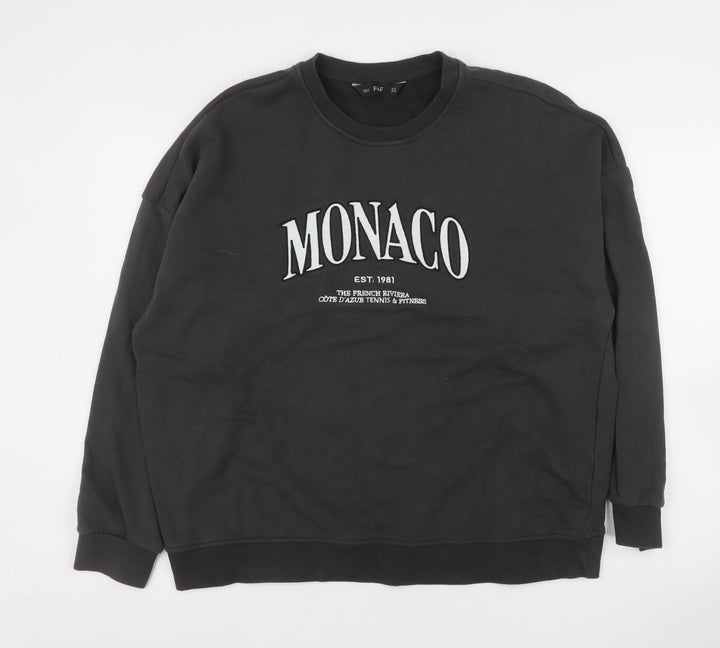 F&F Women's Black Monaco Graphic Pullover Sweatshirt Size 16