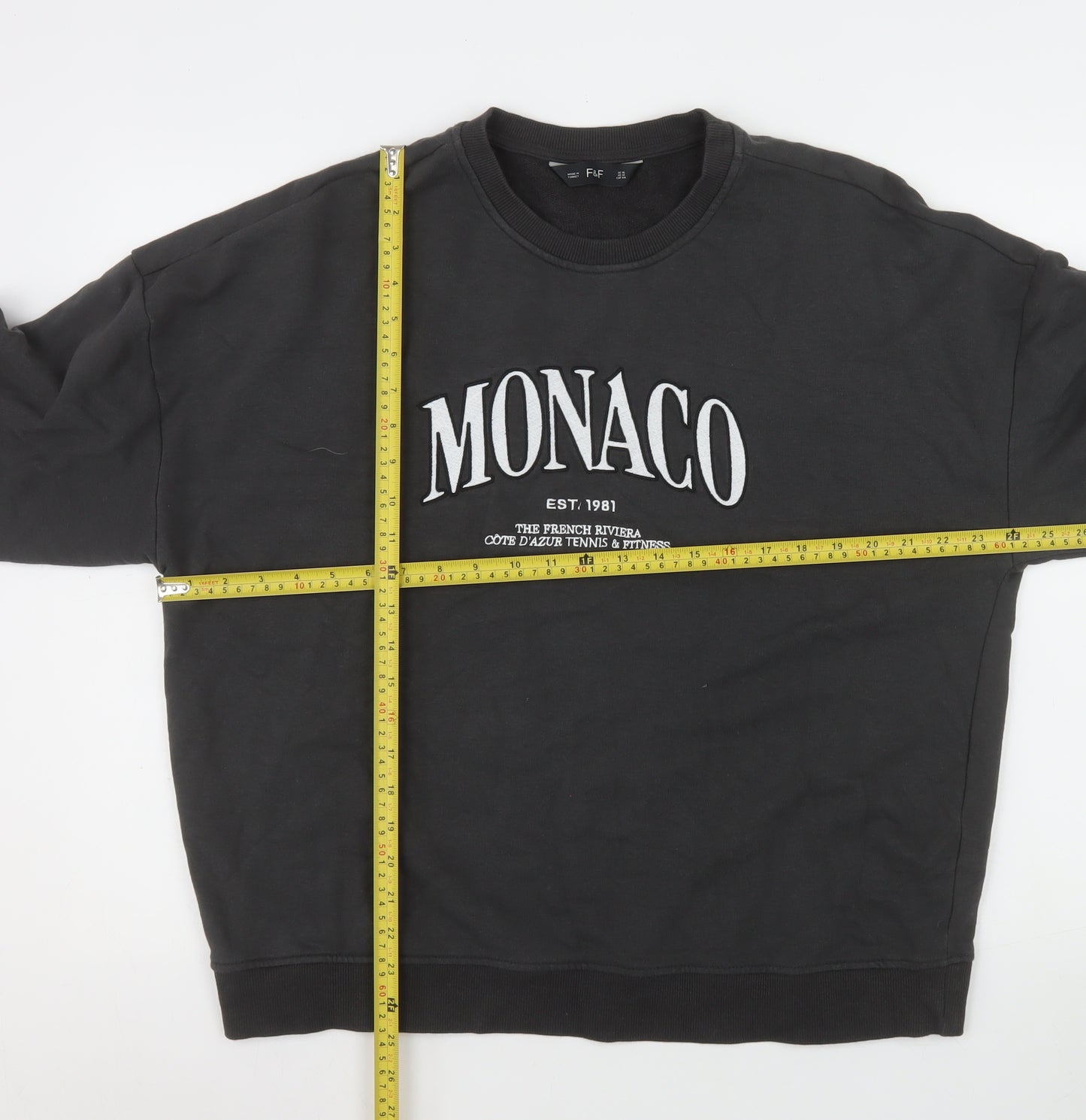 F&F Women's Black Monaco Graphic Pullover Sweatshirt Size 16