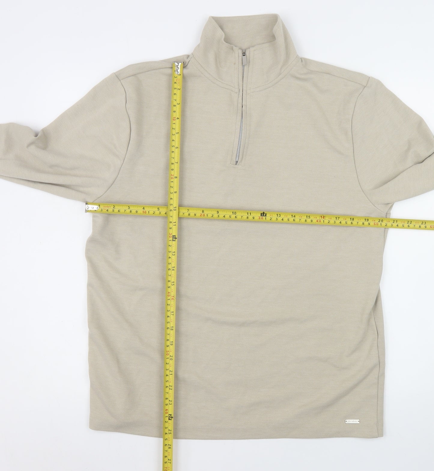 River Island Men's Beige 1/2 Zip Mock Neck Sweatshirt Size M