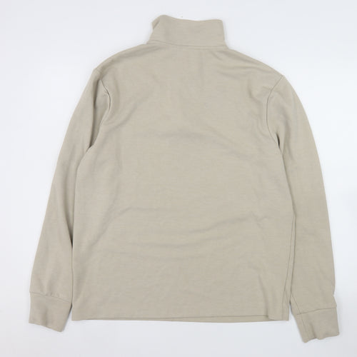 River Island Men's Beige 1/2 Zip Mock Neck Sweatshirt Size M