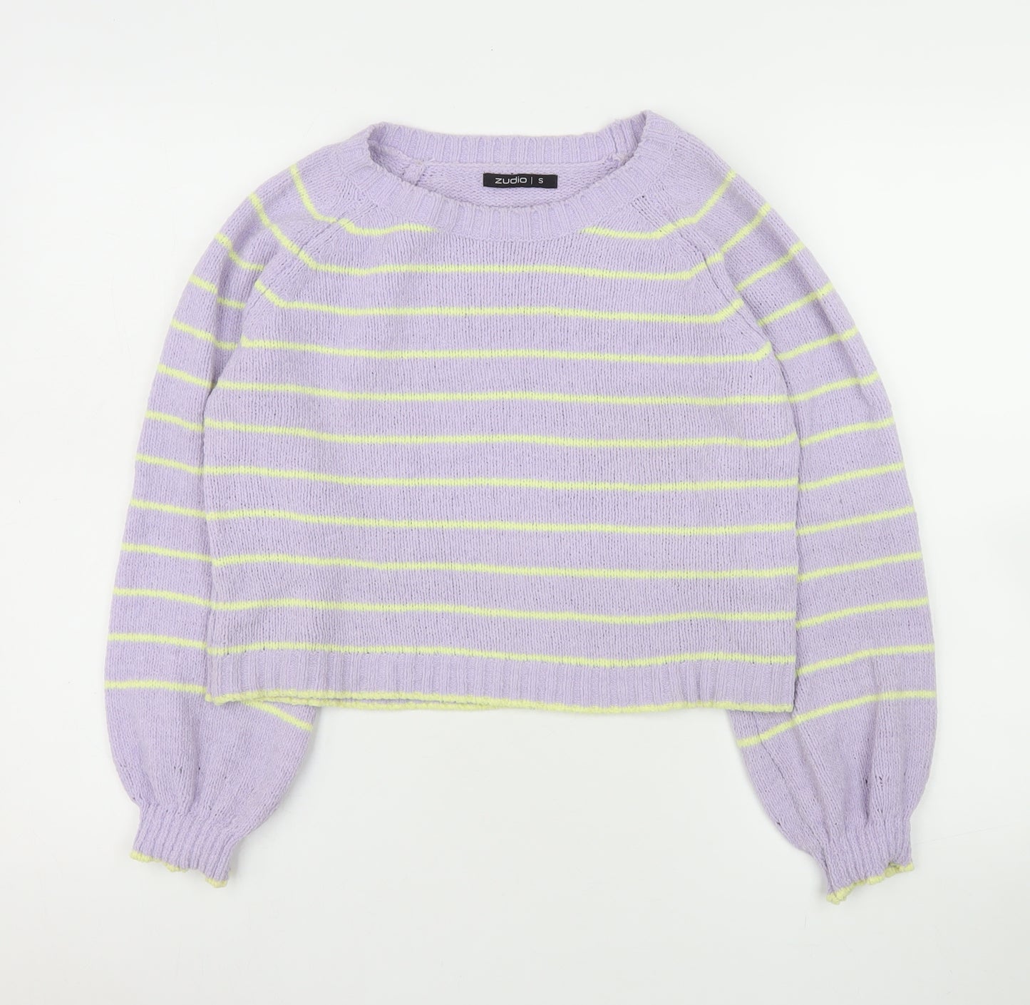 Zudio Women’s Purple Striped Crew Neck Knit Jumper Size S