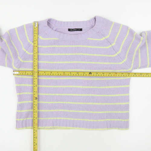 Zudio Women’s Purple Striped Crew Neck Knit Jumper Size S