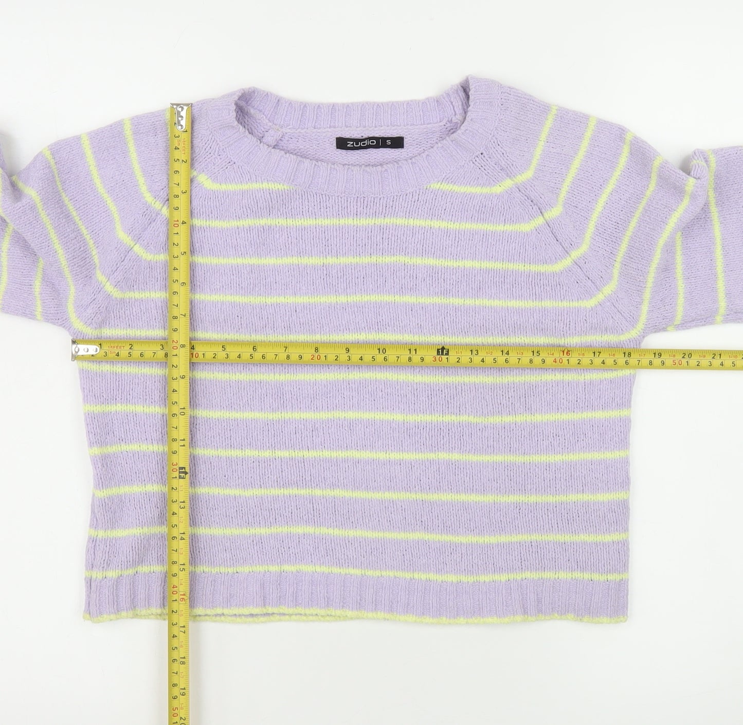 Zudio Women’s Purple Striped Crew Neck Knit Jumper Size S