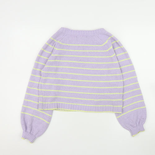 Zudio Women’s Purple Striped Crew Neck Knit Jumper Size S