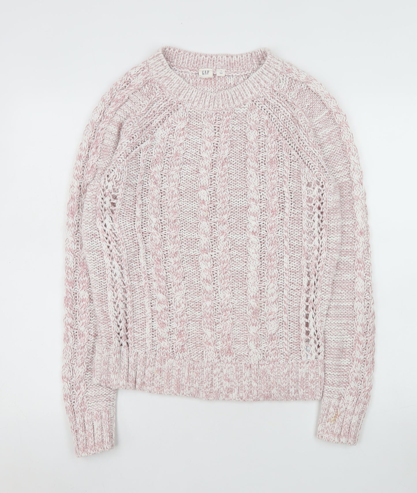 GAP Womens Pink Cable Knit Cotton Blend Jumper Size S
