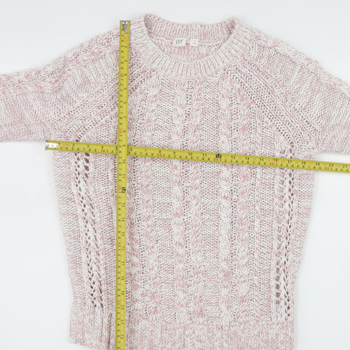 GAP Womens Pink Cable Knit Cotton Blend Jumper Size S