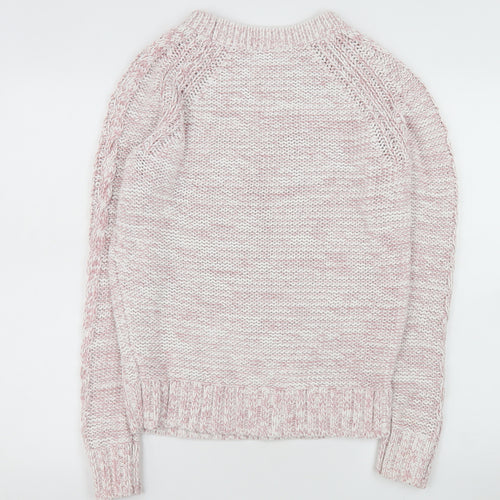 GAP Womens Pink Cable Knit Cotton Blend Jumper Size S