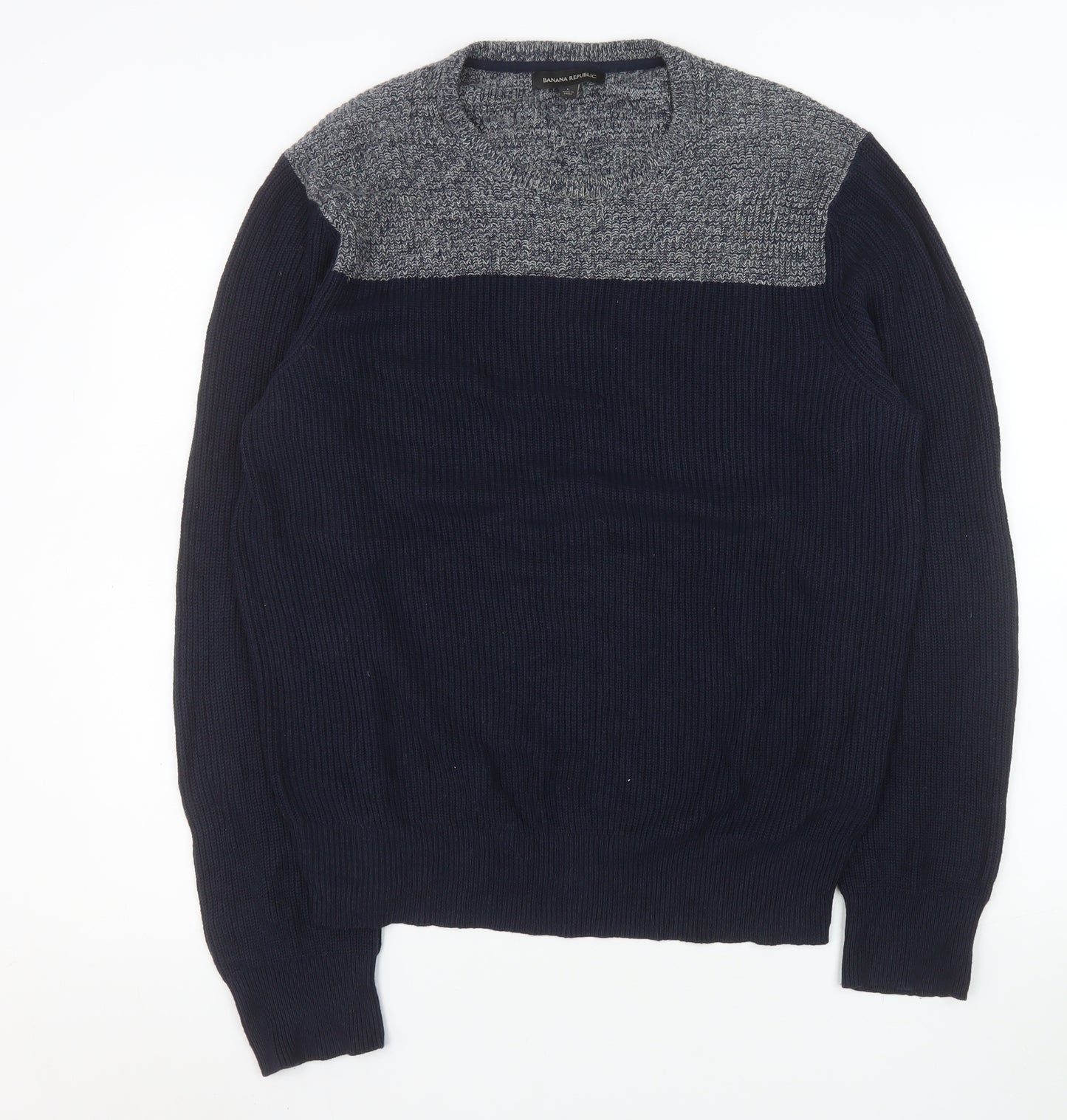 Banana Republic Men Blue Knit Crew Neck Pullover Jumper Size L