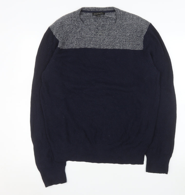 Banana Republic Men Blue Knit Crew Neck Pullover Jumper Size L