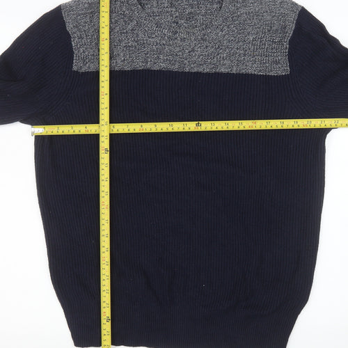 Banana Republic Men Blue Knit Crew Neck Pullover Jumper Size L