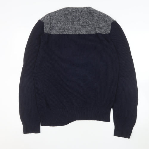 Banana Republic Men Blue Knit Crew Neck Pullover Jumper Size L
